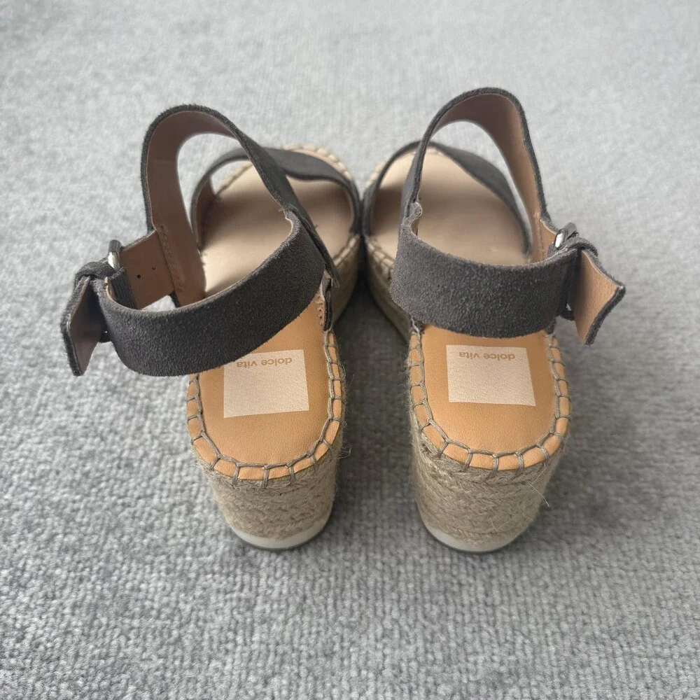Dolce Vita Shoes Womens Size 7 Suede Espadrille Wedge Sandals Platform Buckle